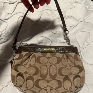 Coach Signature Brown and Tan Clutch